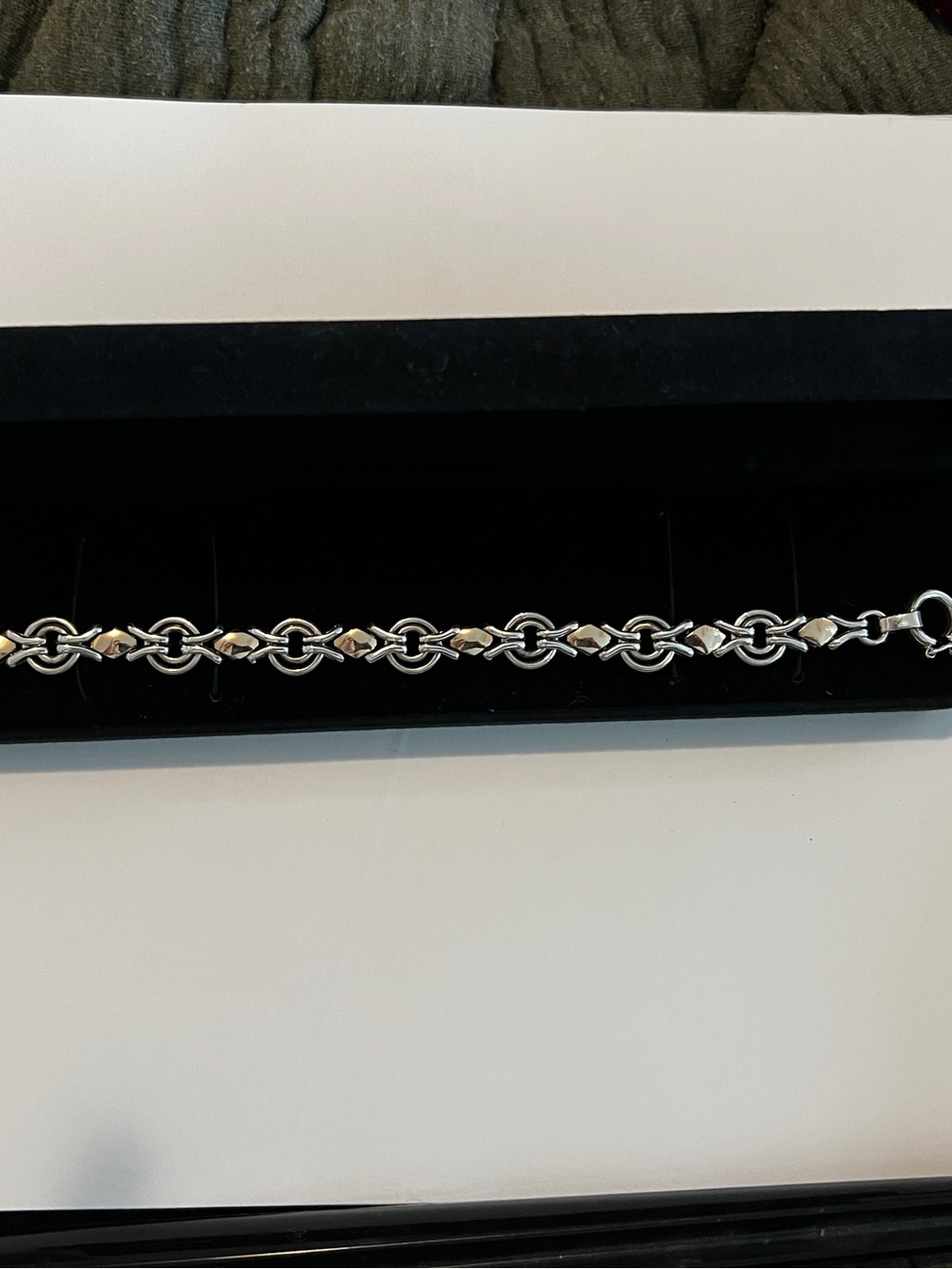 Heavy Vintage 950 Silver with Solid 18k links Bracelet with Box - Picture 2 of 10